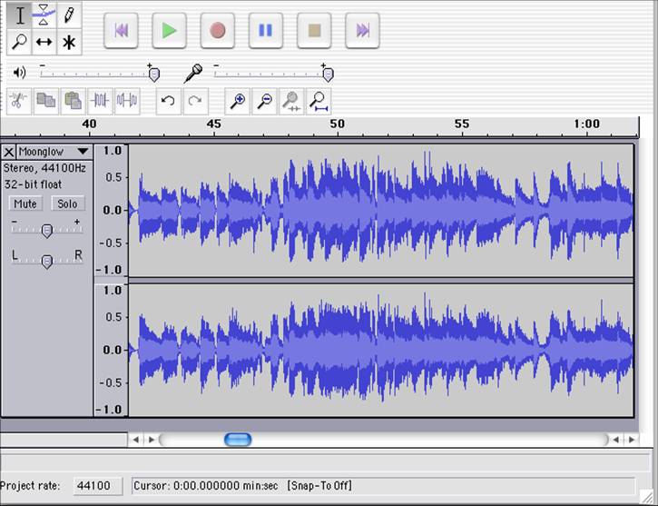 A screen grab of Audacity in action.  Free from http://audacity.sourceforge.net