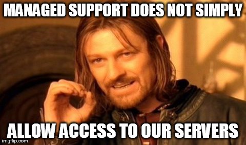 Managed support does not simply allow access to our servers